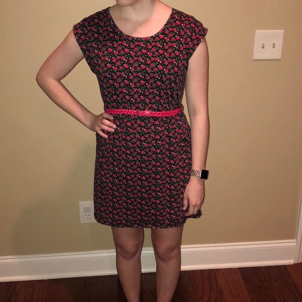 Black and pink floral dress